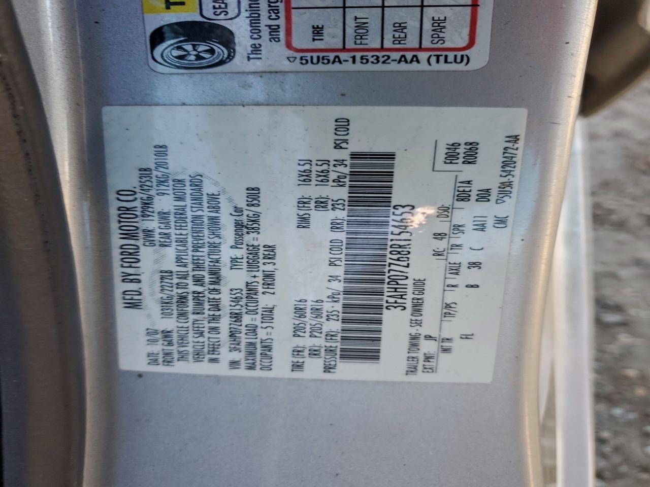 2008 FORD FUSION SE photo 12
