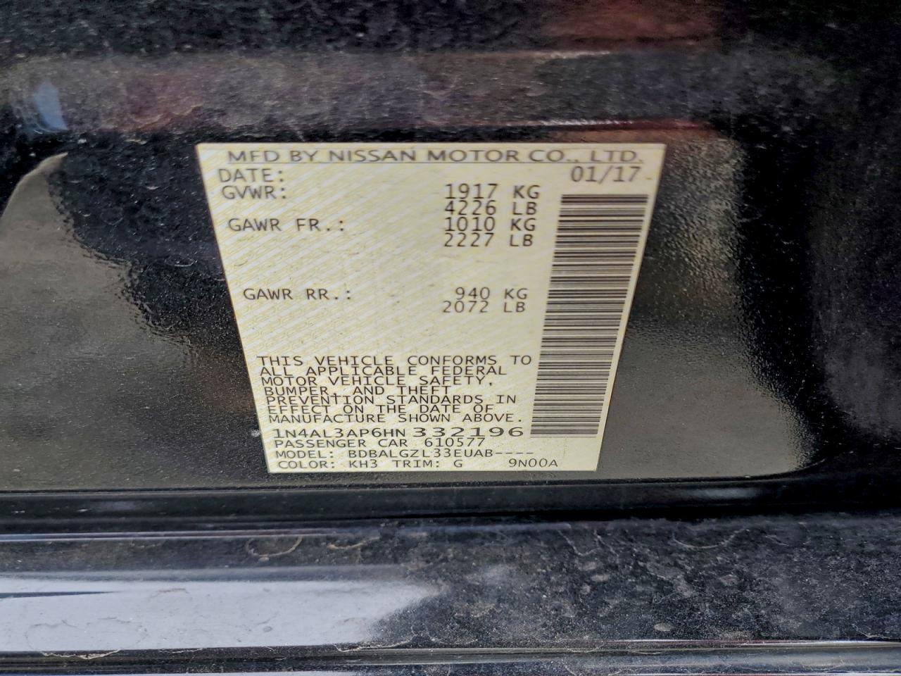 2017 NISSAN ALTIMA 2.5 photo 12