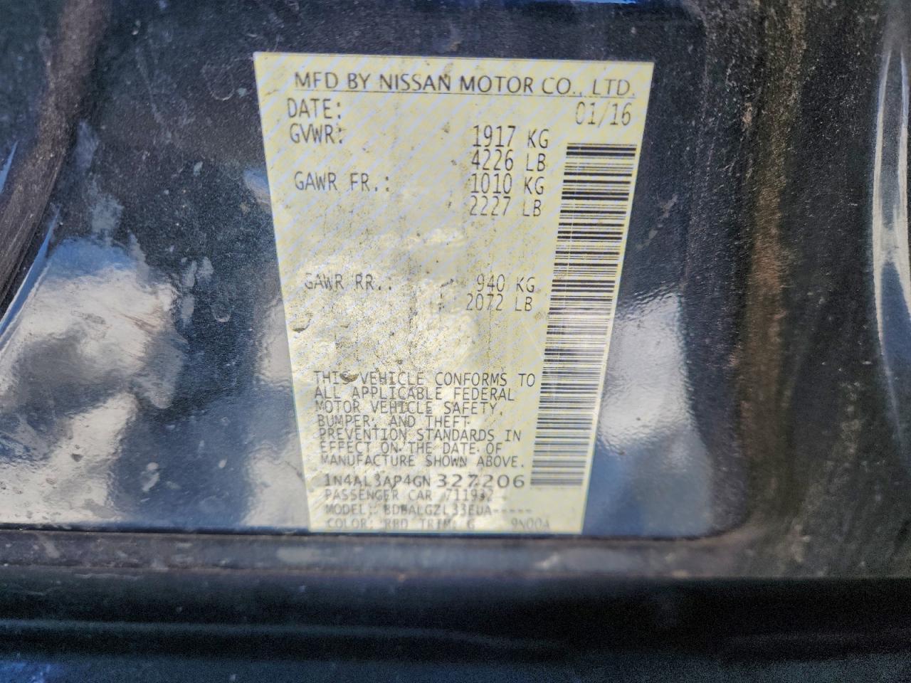 2016 NISSAN ALTIMA 2.5 photo 12