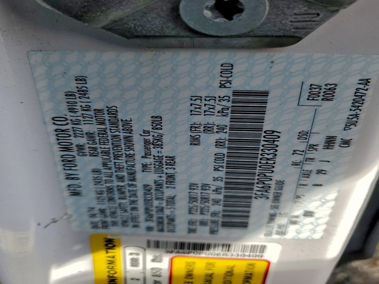 2014 FORD FUSION SE PHEV photo 12