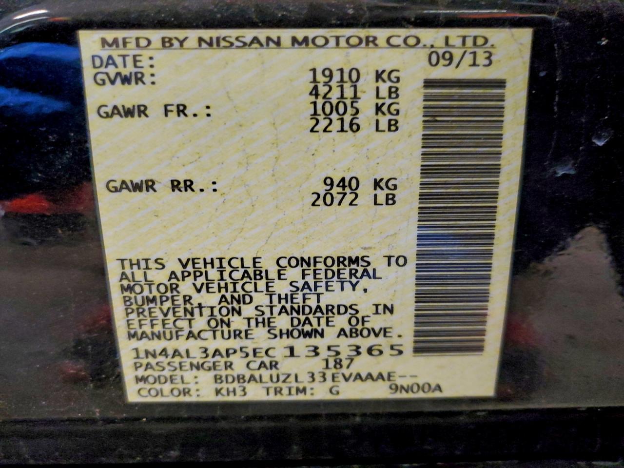 2014 NISSAN ALTIMA 2.5 photo 12