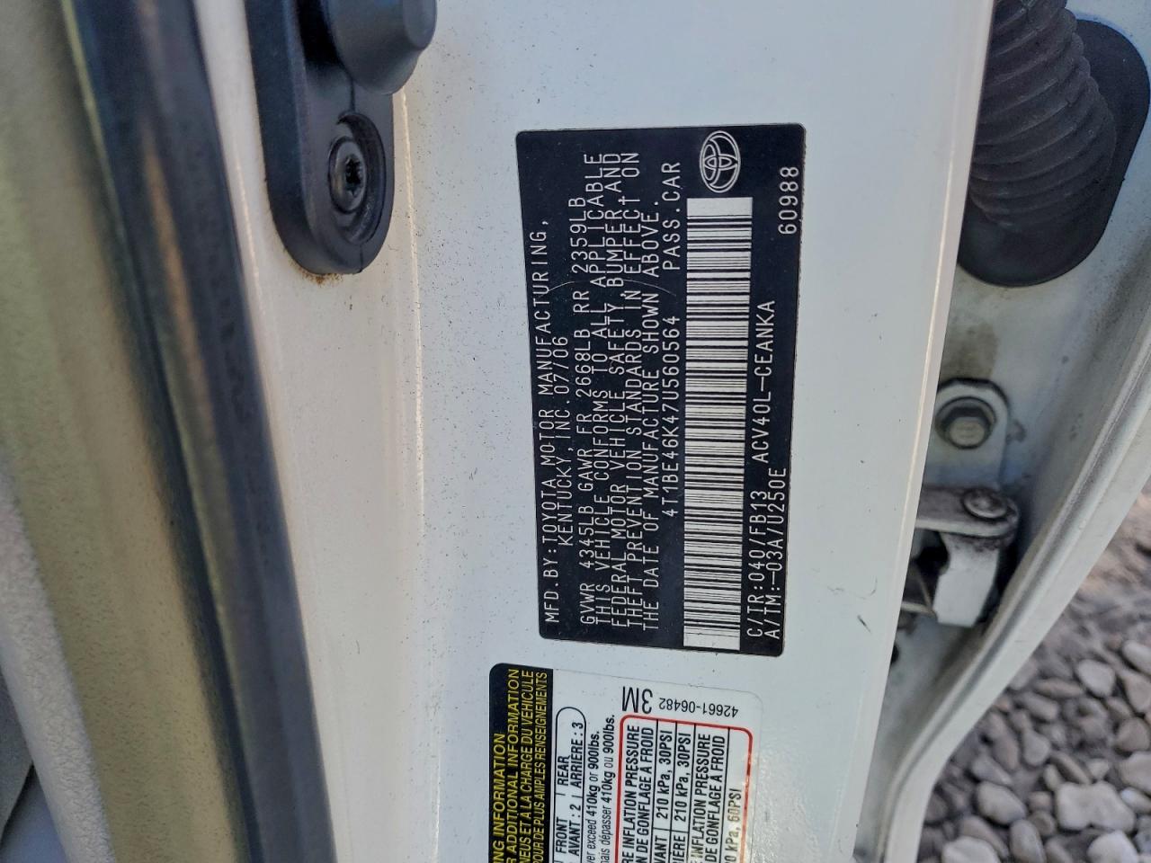 2007 TOYOTA CAMRY CE photo 34