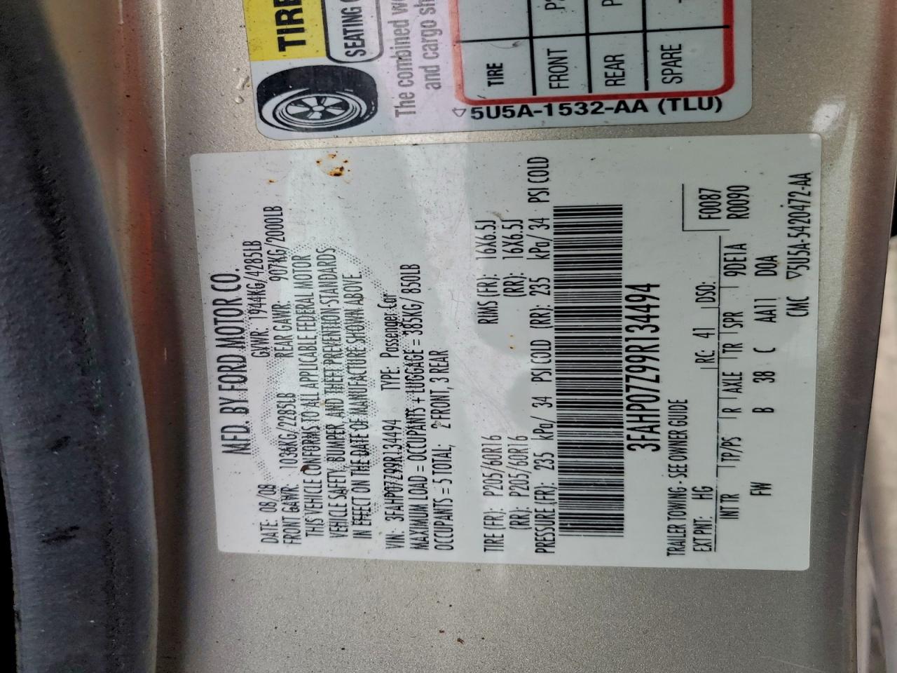 2009 FORD FUSION SE photo 12
