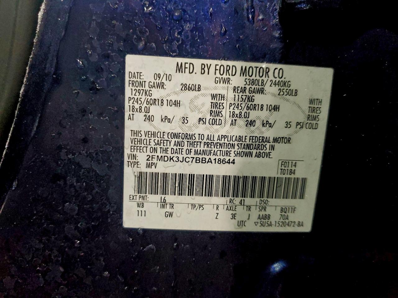 2011 FORD EDGE SEL photo 13