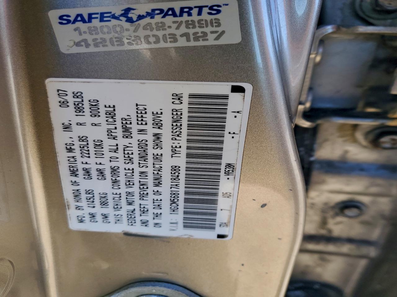 2007 HONDA ACCORD EX photo 12