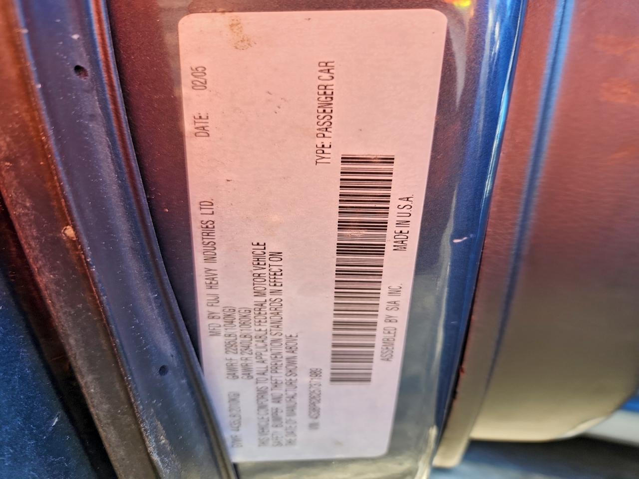 2005 SUBARU LEGACY 2.5I LIMITED photo 12