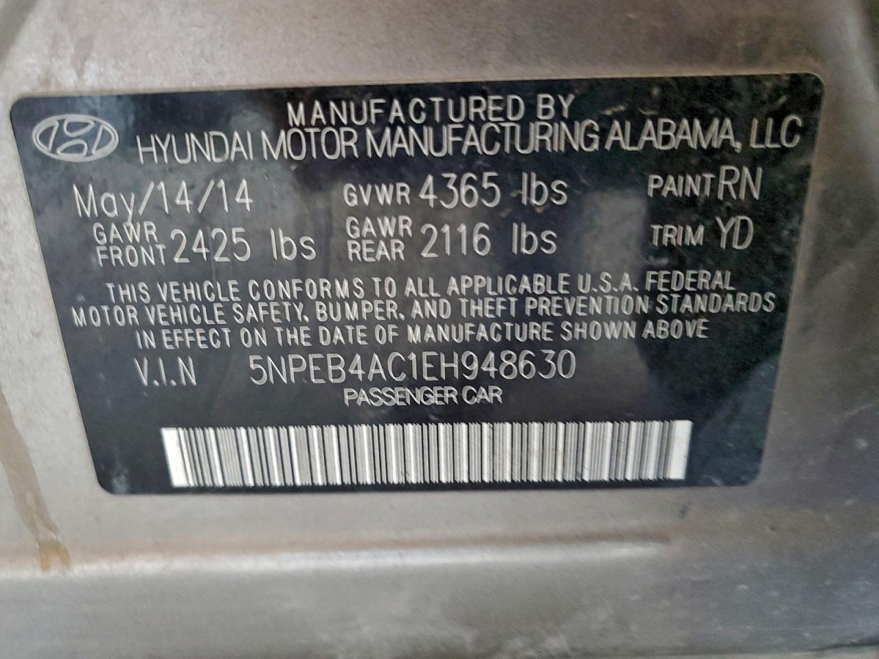 2014 HYUNDAI SONATA GLS photo 12