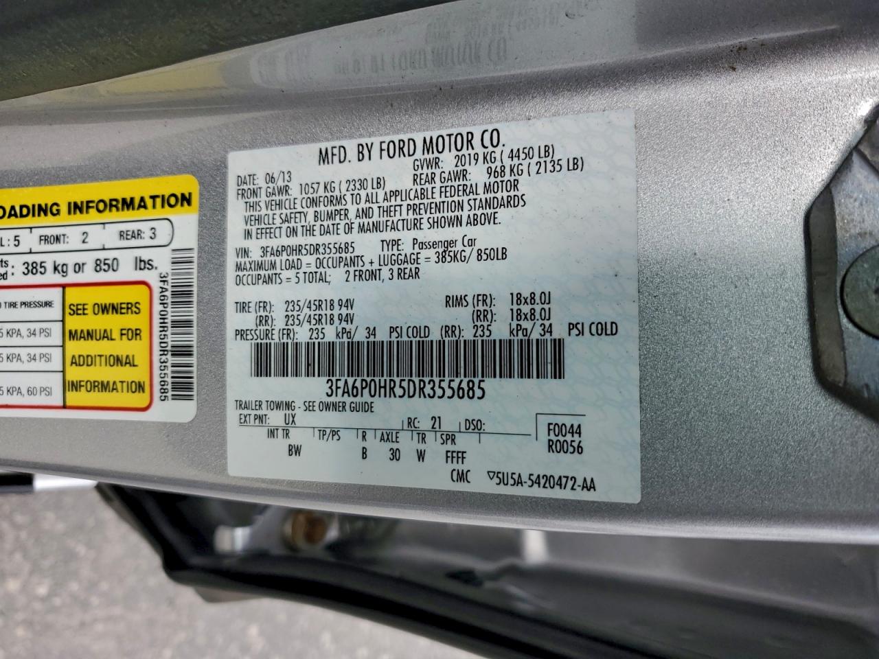 2013 FORD FUSION SE photo 12