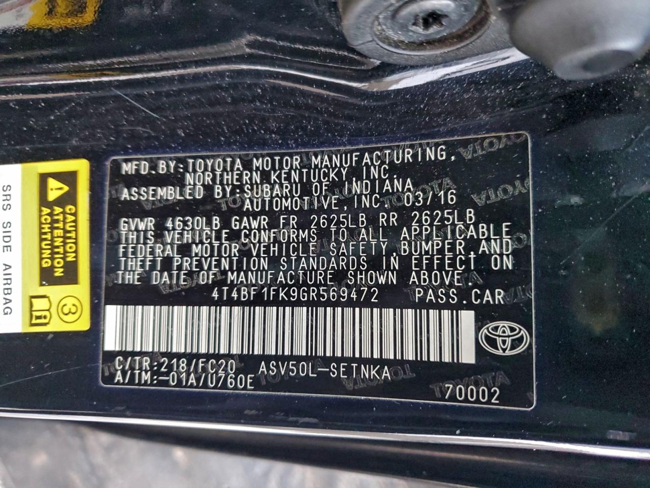 2016 TOYOTA CAMRY LE photo 12