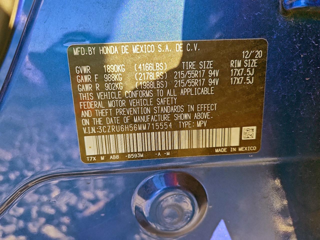 2021 HONDA HR-V EX photo 14