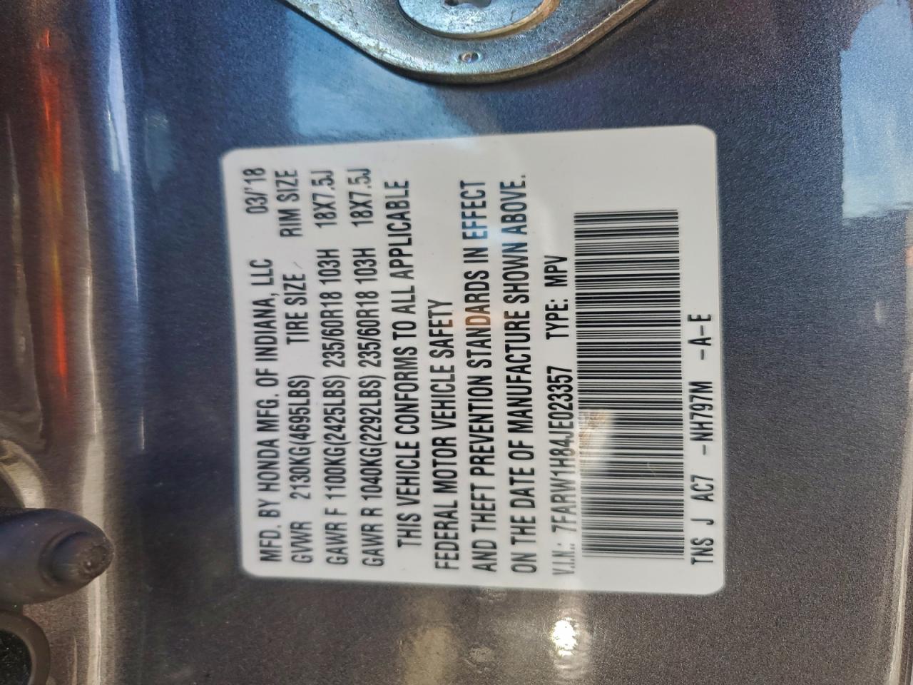 2018 HONDA CR-V EXL photo 13