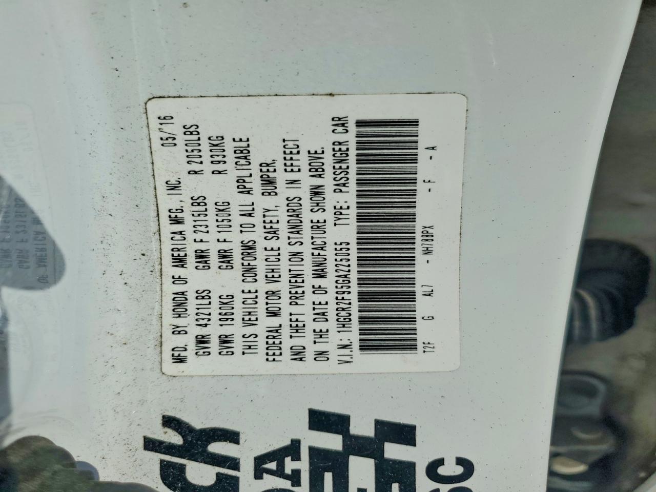 2016 HONDA ACCORD EXL photo 12