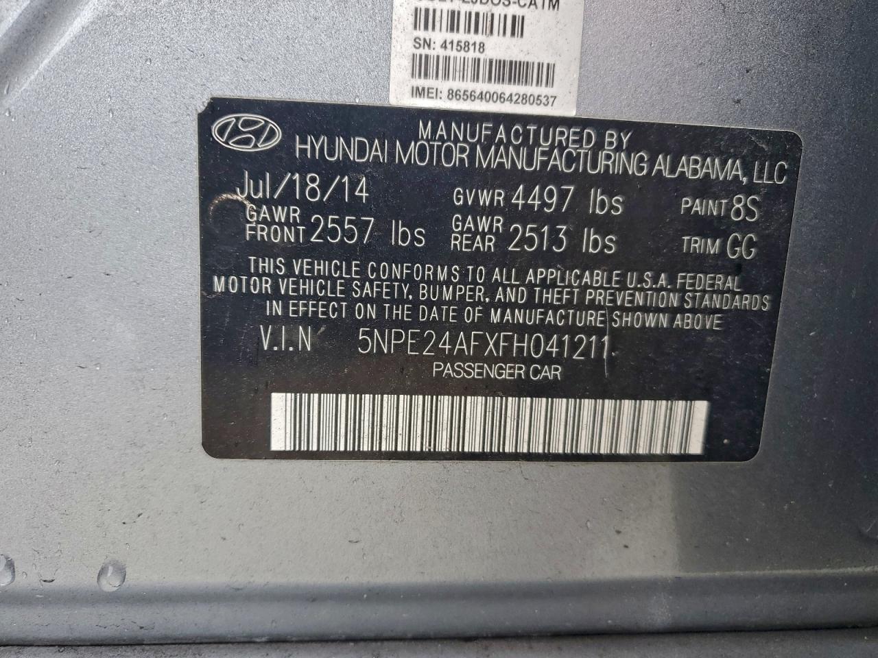 2015 HYUNDAI SONATA SE photo 12