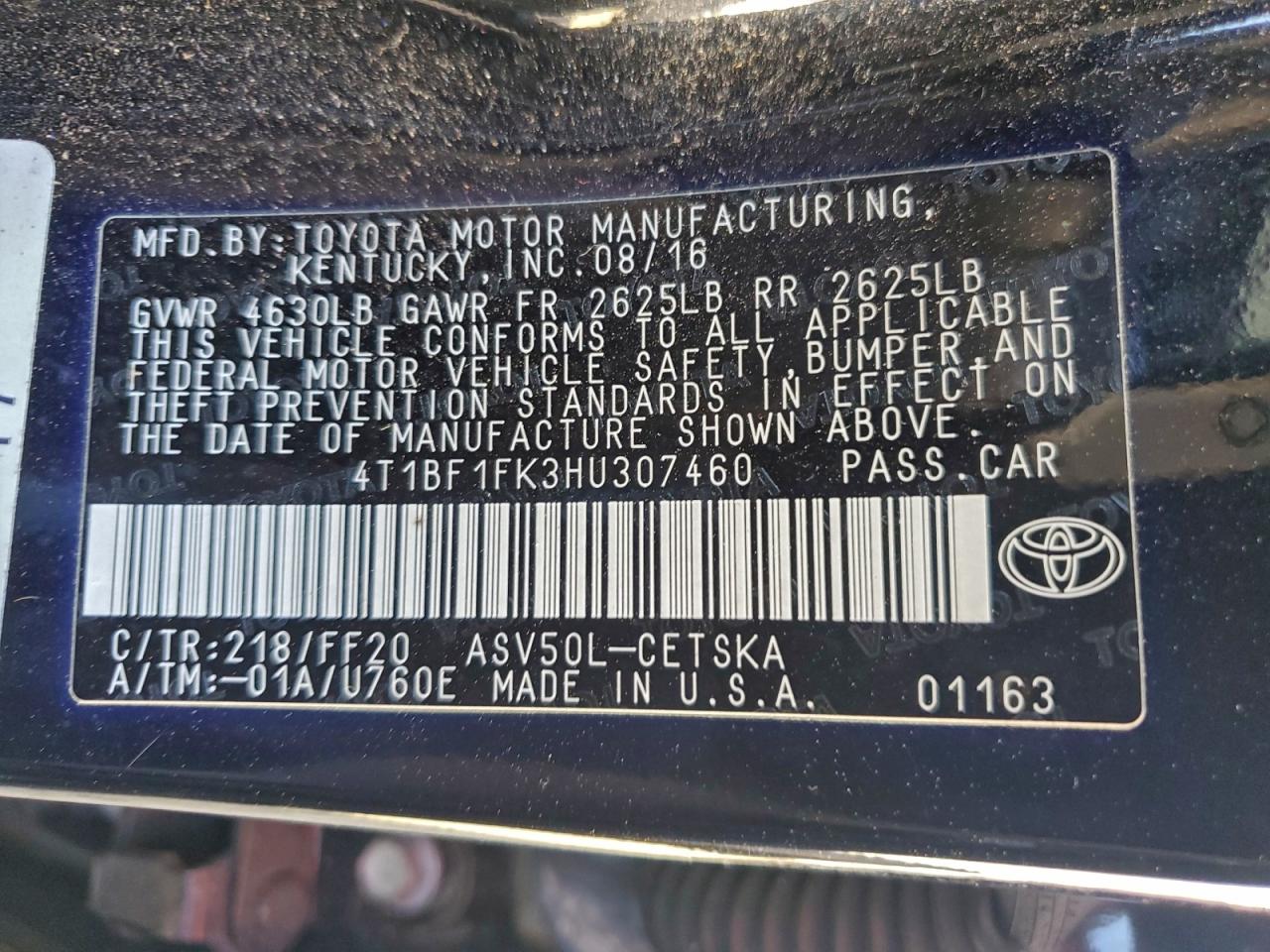 2017 TOYOTA CAMRY LE photo 13