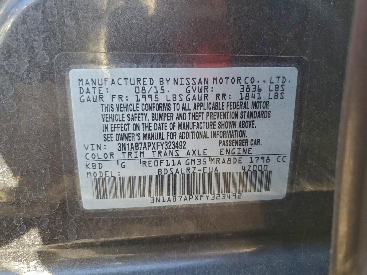 2015 NISSAN SENTRA S photo 12