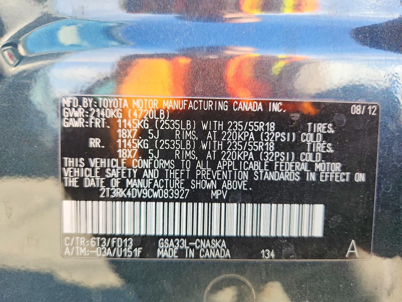 2012 TOYOTA RAV4 SPORT photo 13