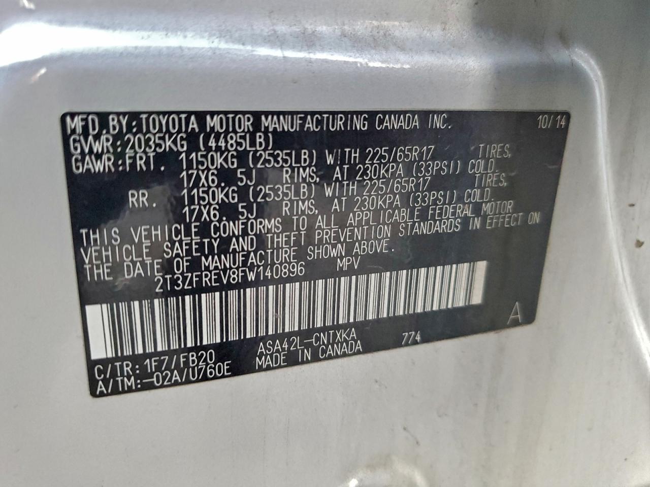 2015 TOYOTA RAV4 LE photo 13