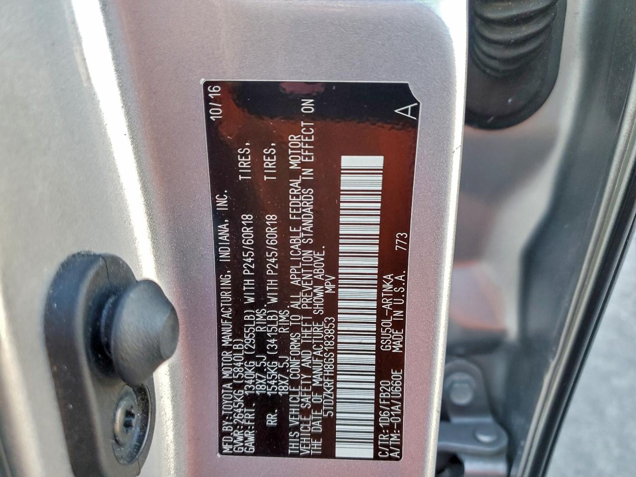 2016 TOYOTA HIGHLANDER LE photo 13