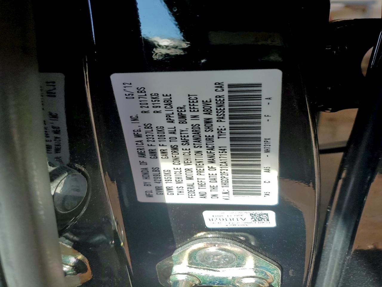 2012 HONDA ACCORD LX photo 25