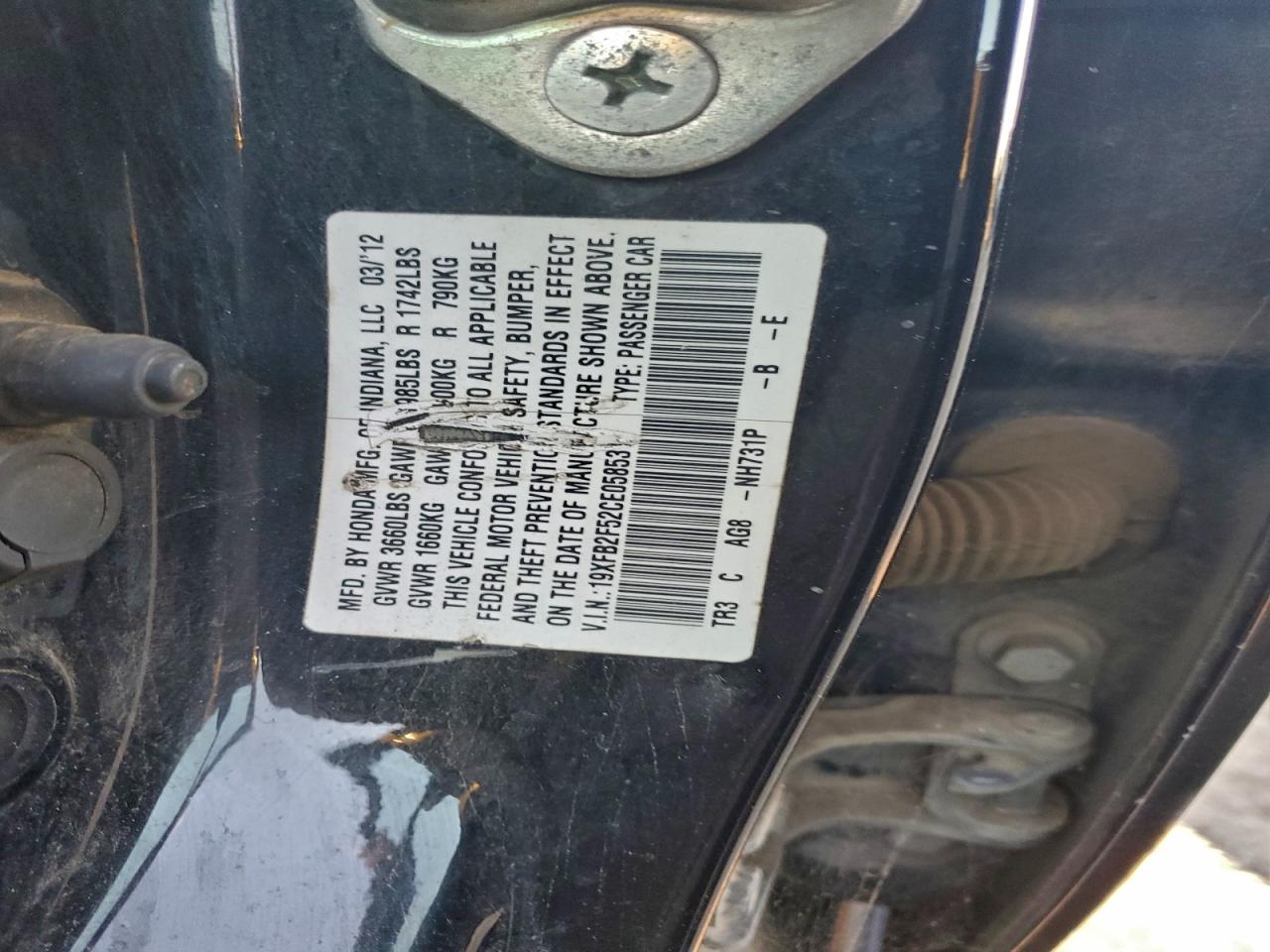 2012 HONDA CIVIC LX photo 12
