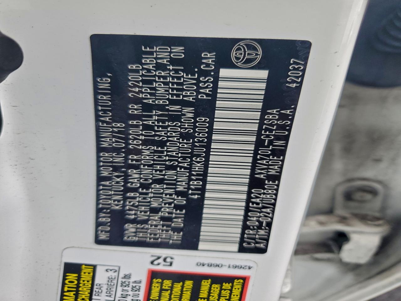 2018 TOYOTA CAMRY SE photo 12