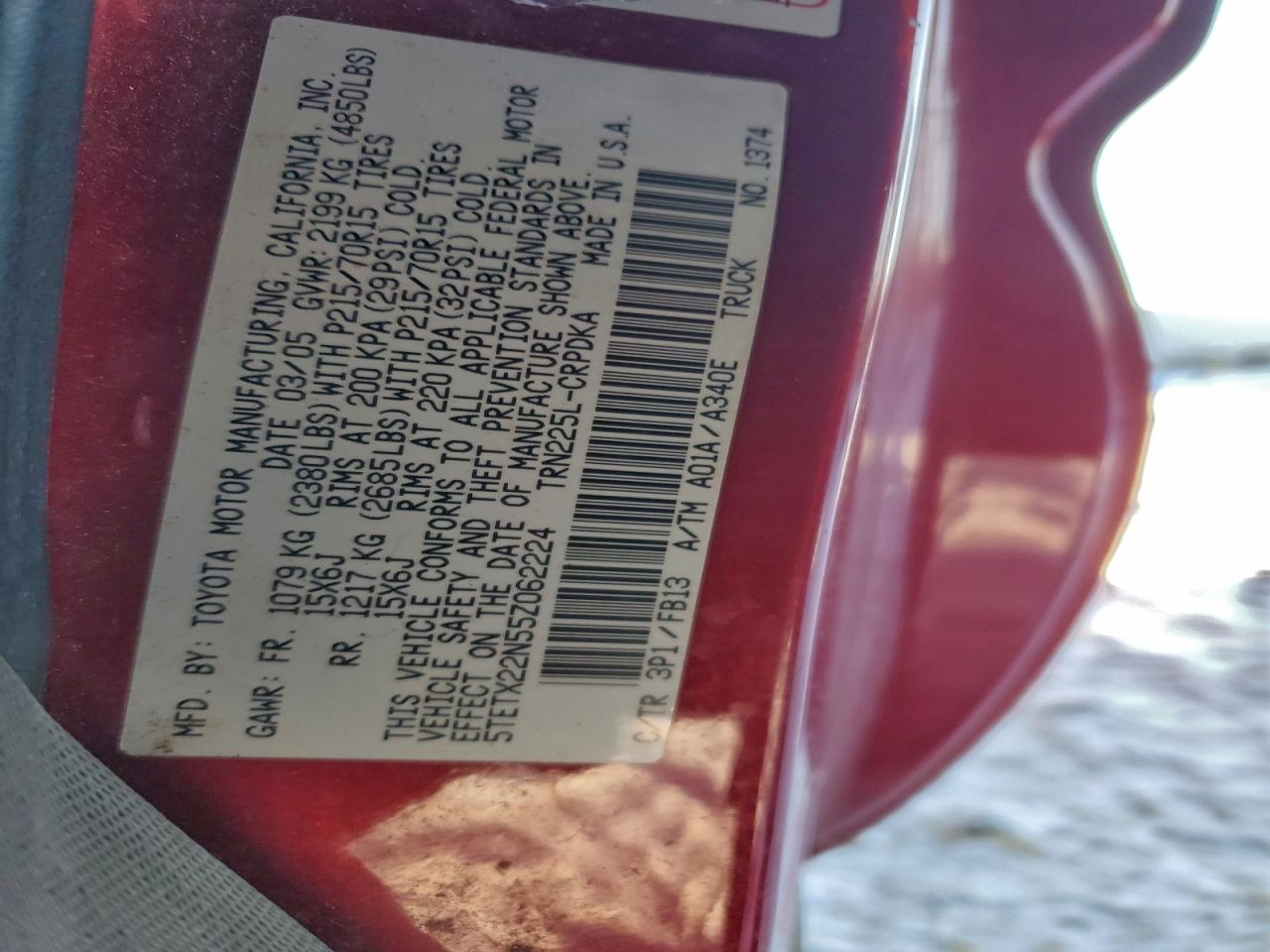 2005 TOYOTA TACOMA ACCESS CAB photo 12