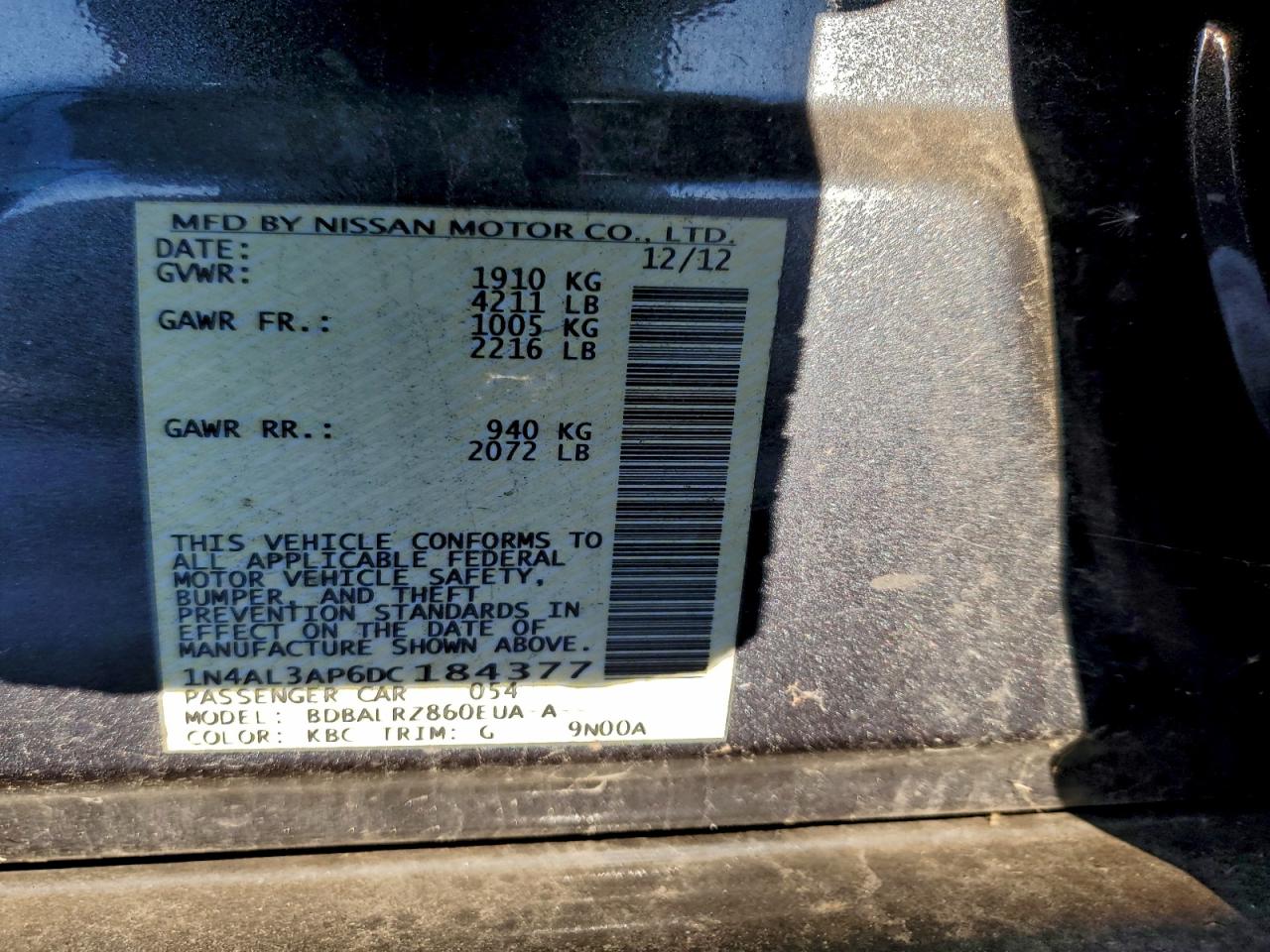 2013 NISSAN ALTIMA 2.5 photo 12