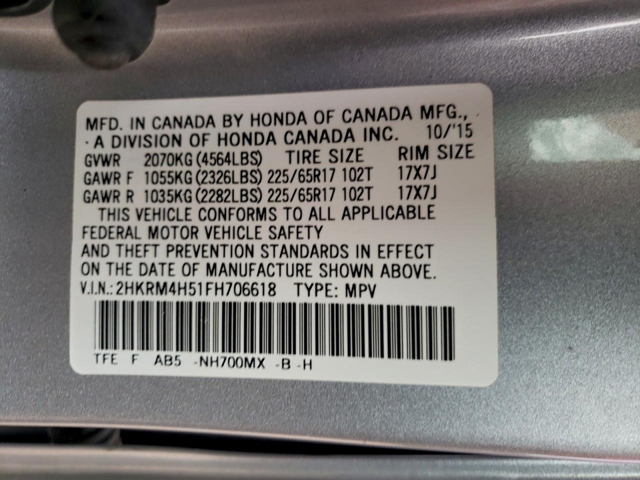 2015 HONDA CR-V EX photo 13