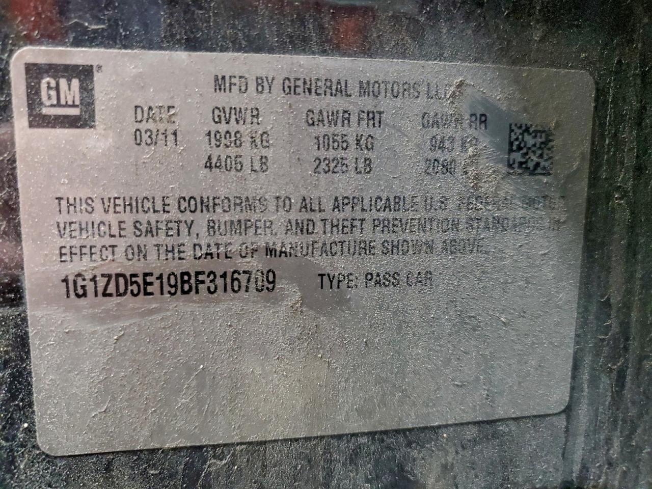 2011 CHEVROLET MALIBU 2LT photo 12