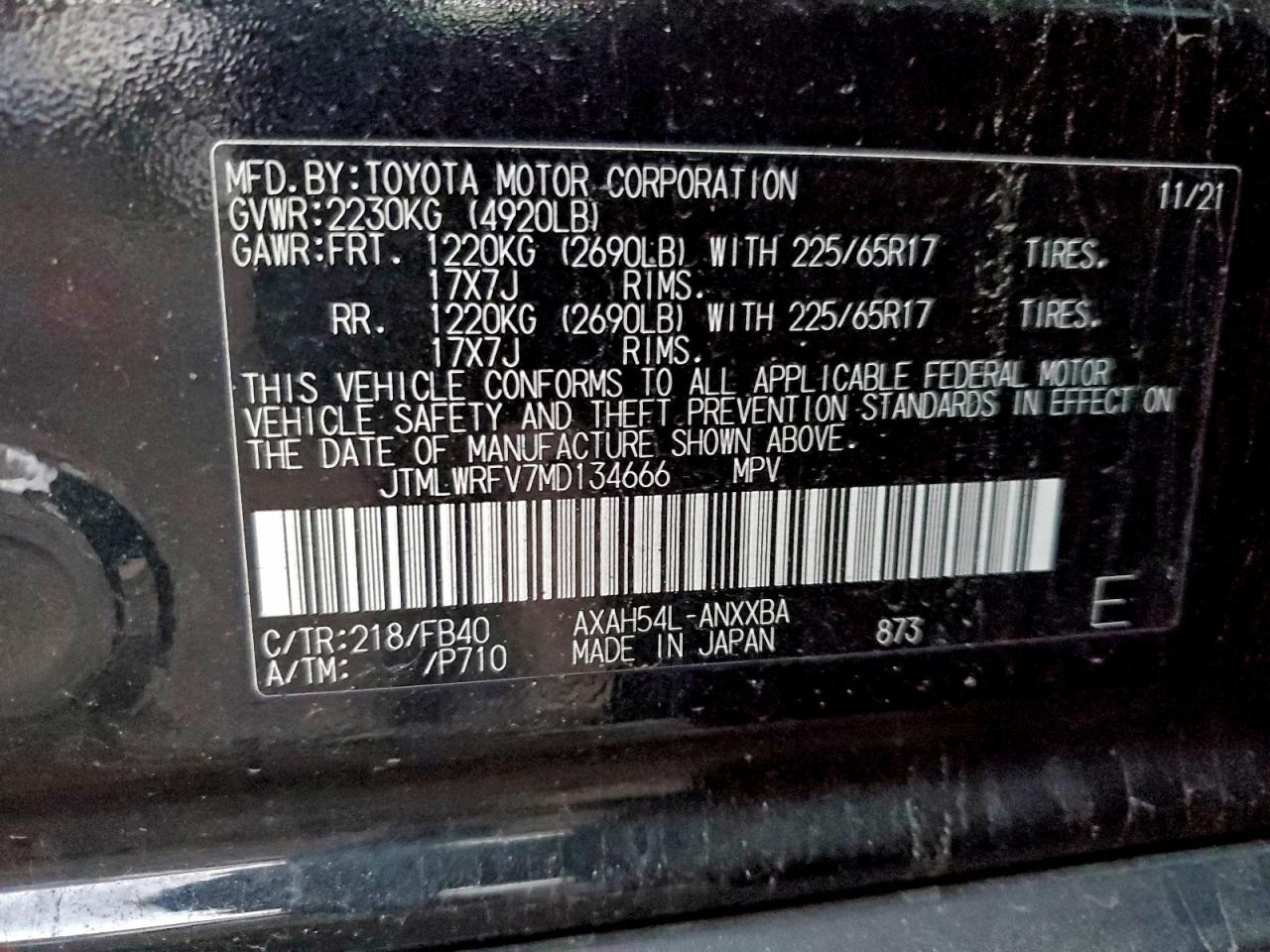 2021 TOYOTA RAV4 LE photo 13