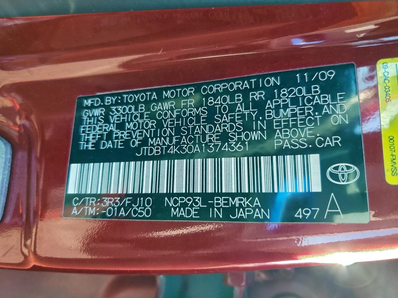 2010 TOYOTA YARIS photo 12