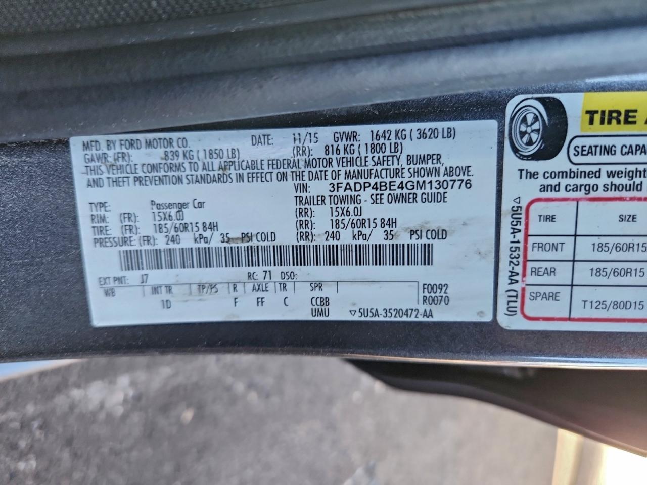 2016 FORD FIESTA SE photo 12