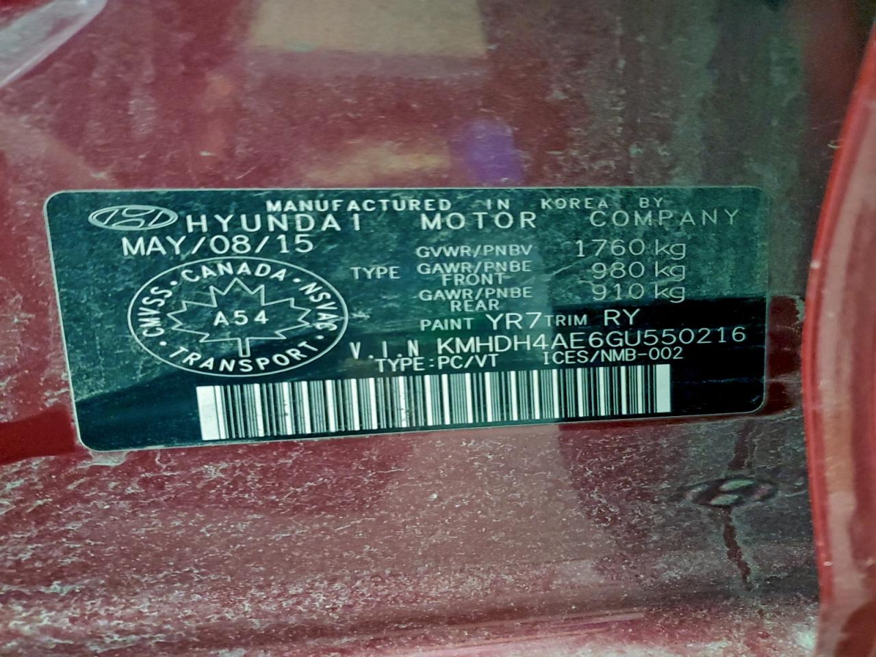 2016 HYUNDAI ELANTRA SE photo 12