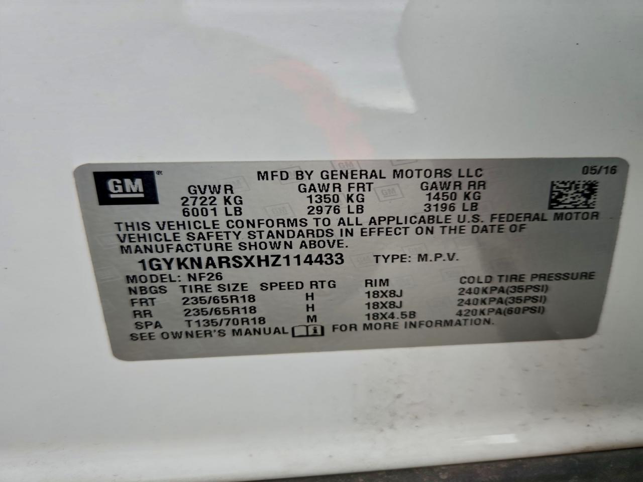 2017 CADILLAC XT5 photo 12