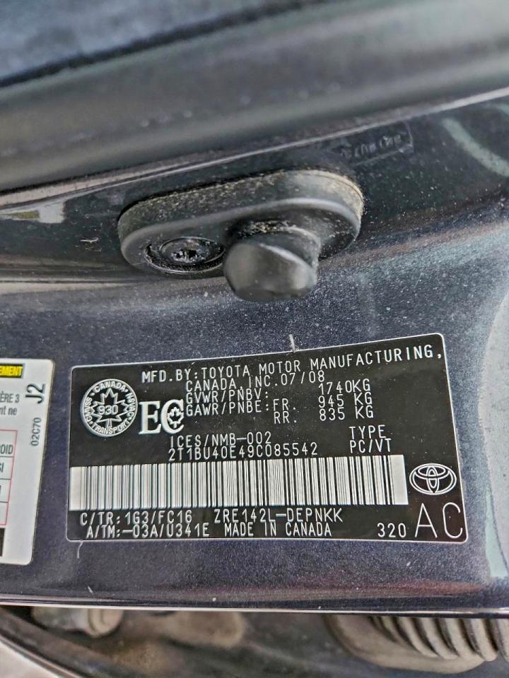 2009 TOYOTA COROLLA BASE photo 12