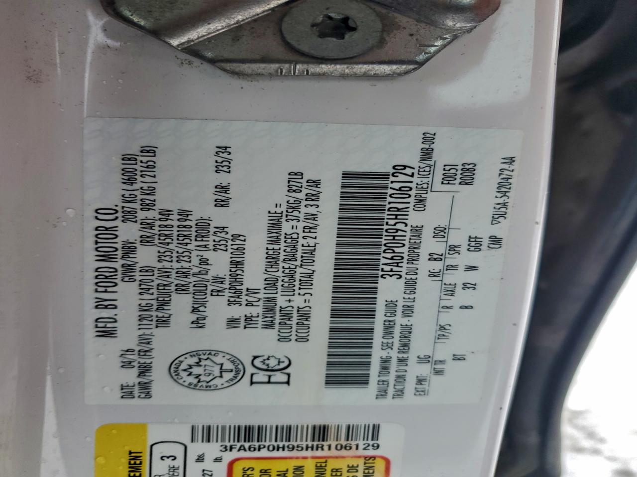 2017 FORD FUSION photo 12