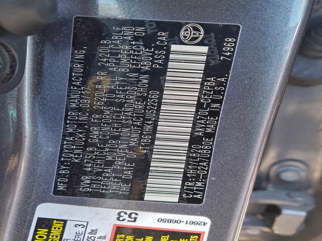 2018 TOYOTA CAMRY XSE photo 12