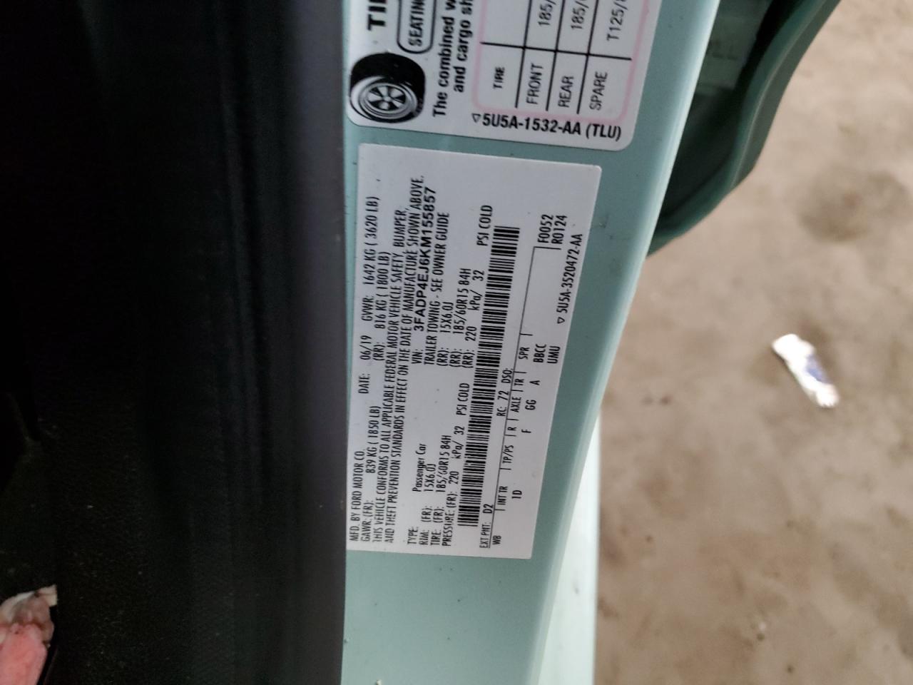 2019 FORD FIESTA SE photo 12