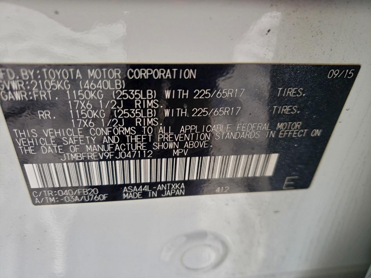 2015 TOYOTA RAV4 LE photo 12