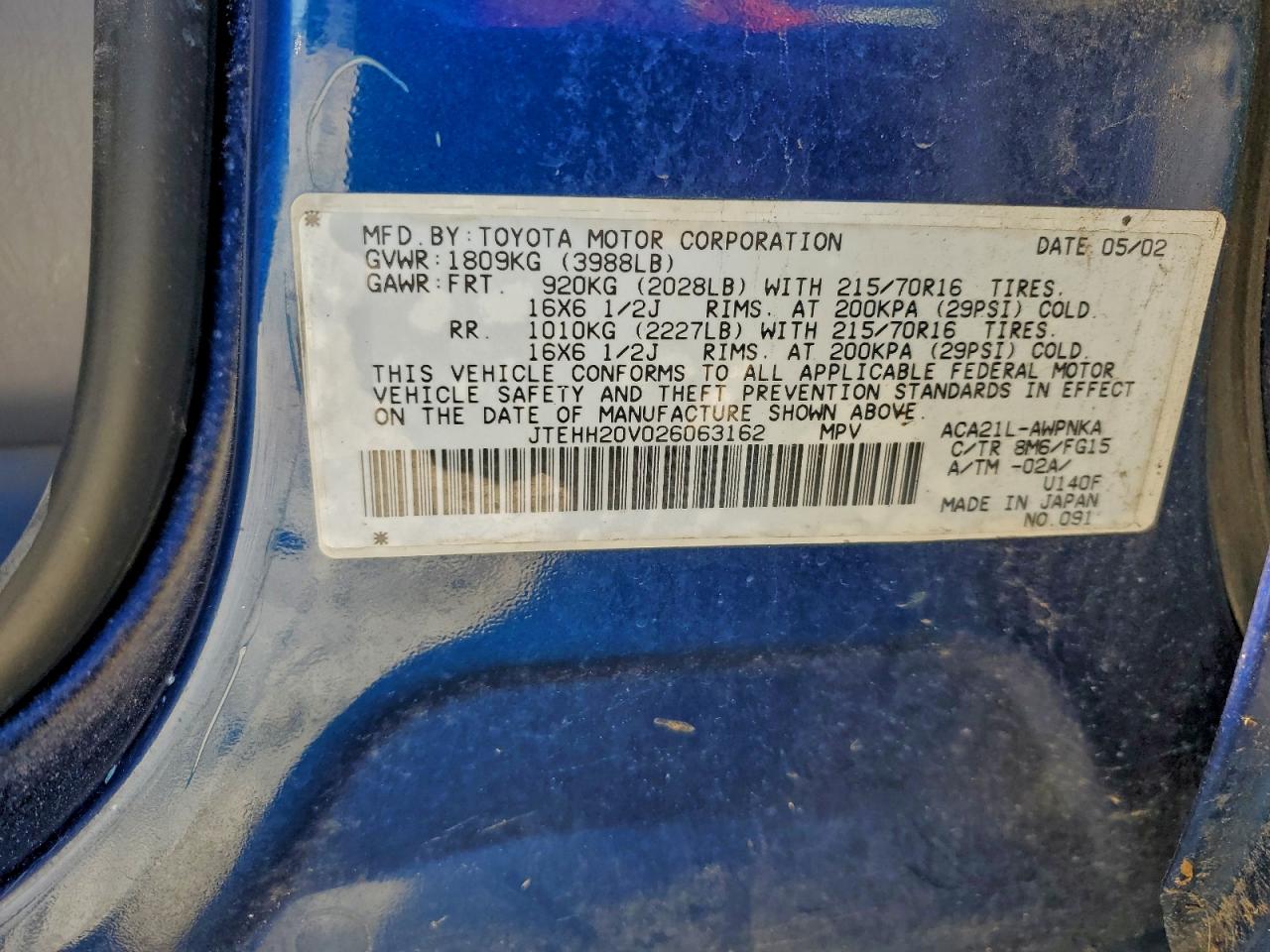 2002 TOYOTA RAV4 photo 13