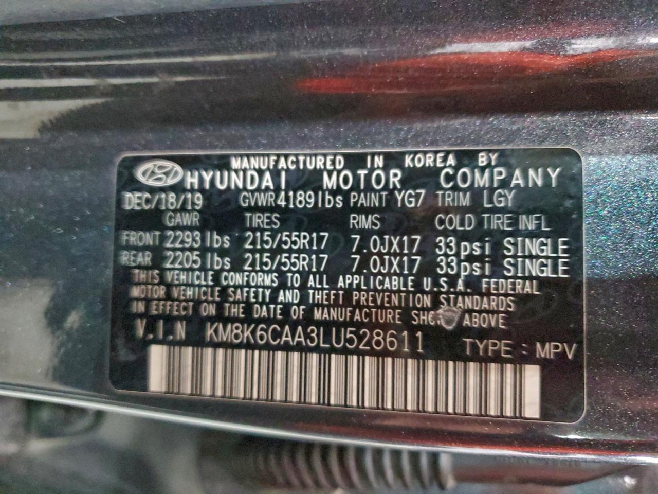 2020 HYUNDAI KONA SEL PLUS photo 13