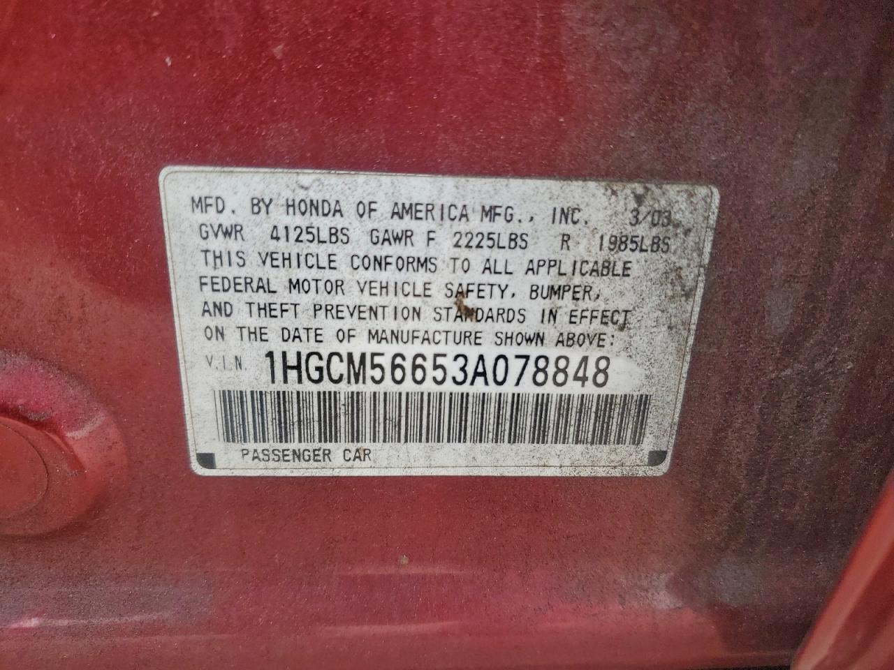 2003 HONDA ACCORD EX photo 12