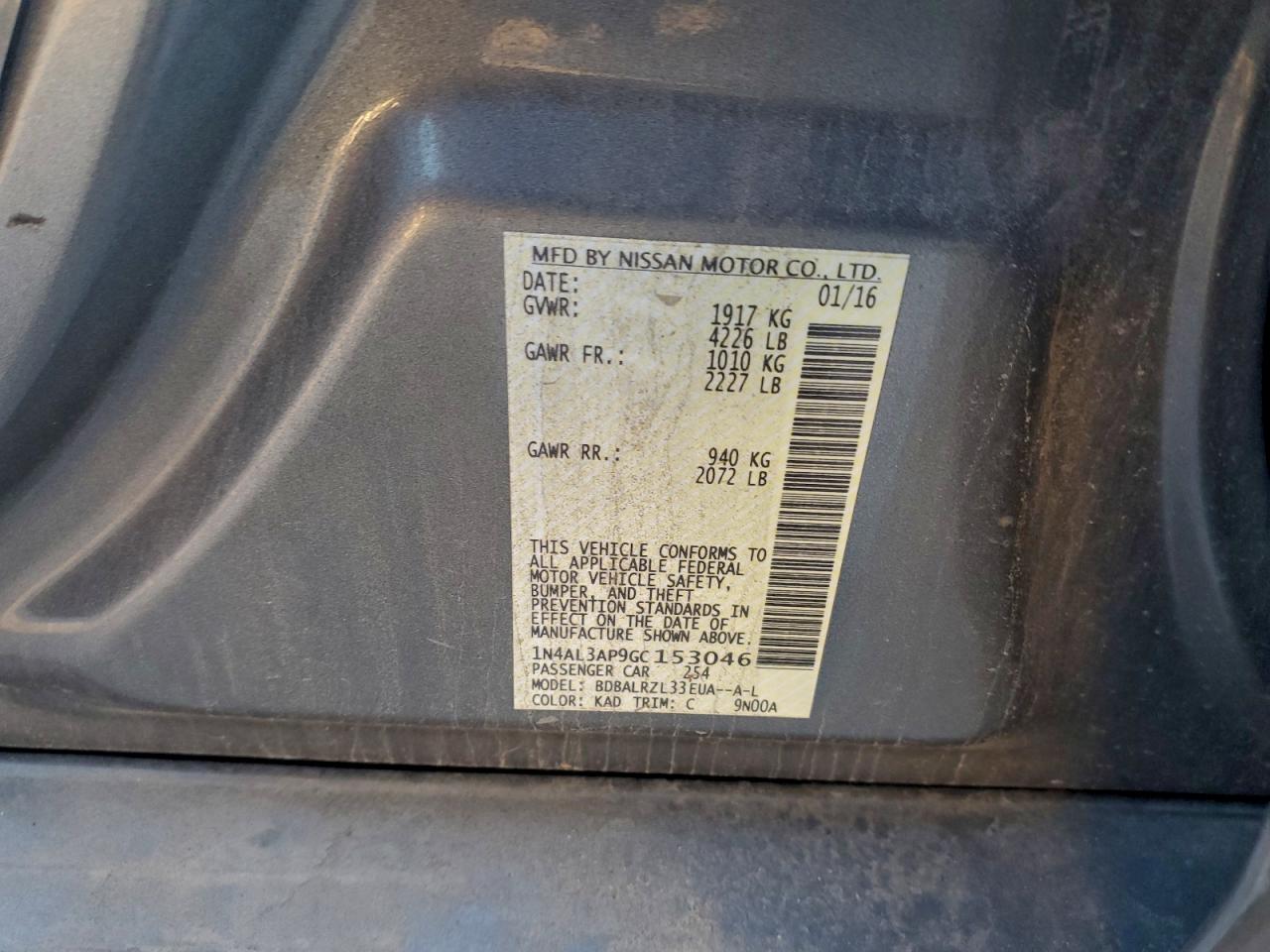 2016 NISSAN ALTIMA 2.5 photo 12