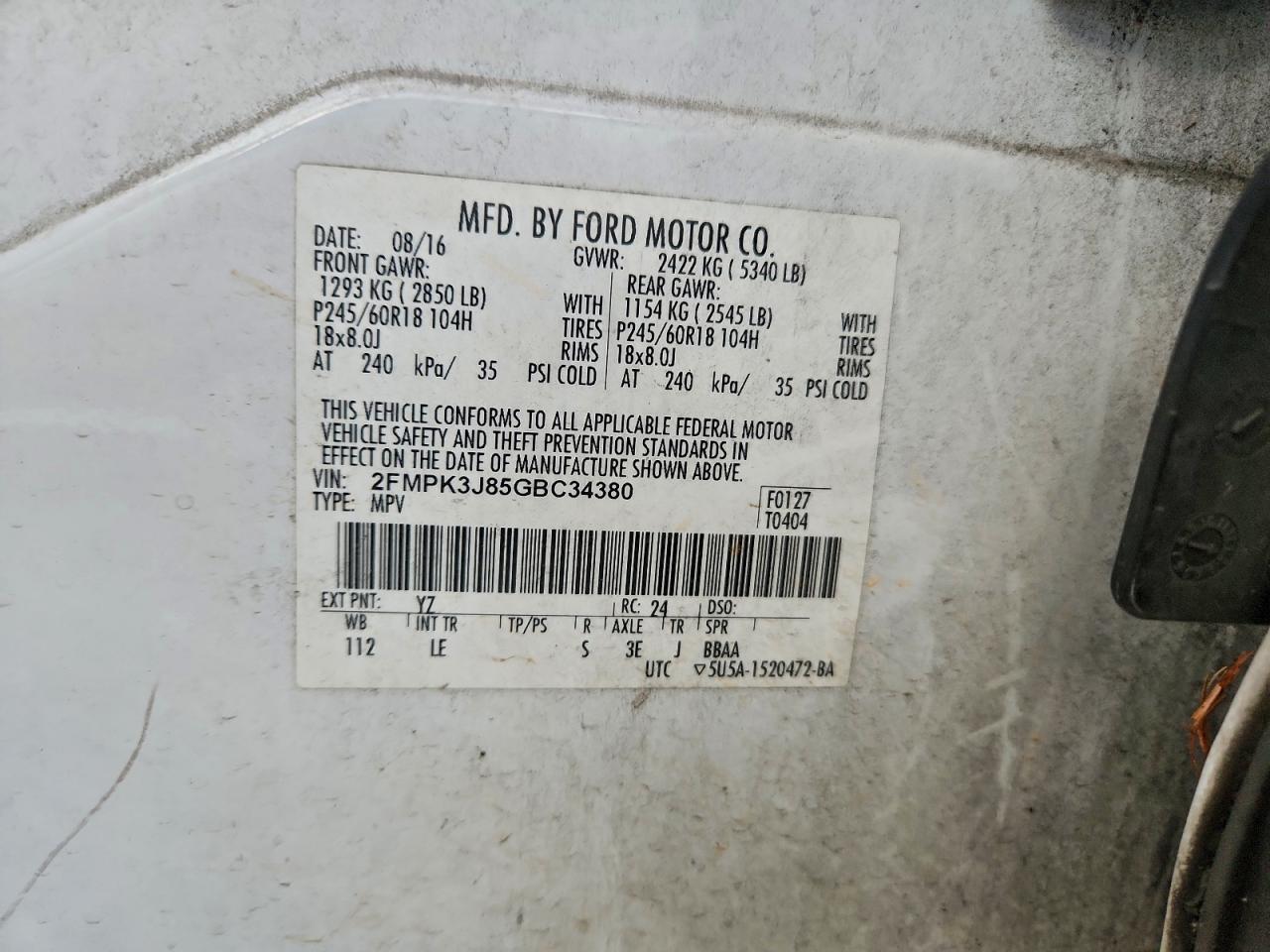 2016 FORD EDGE SEL photo 13