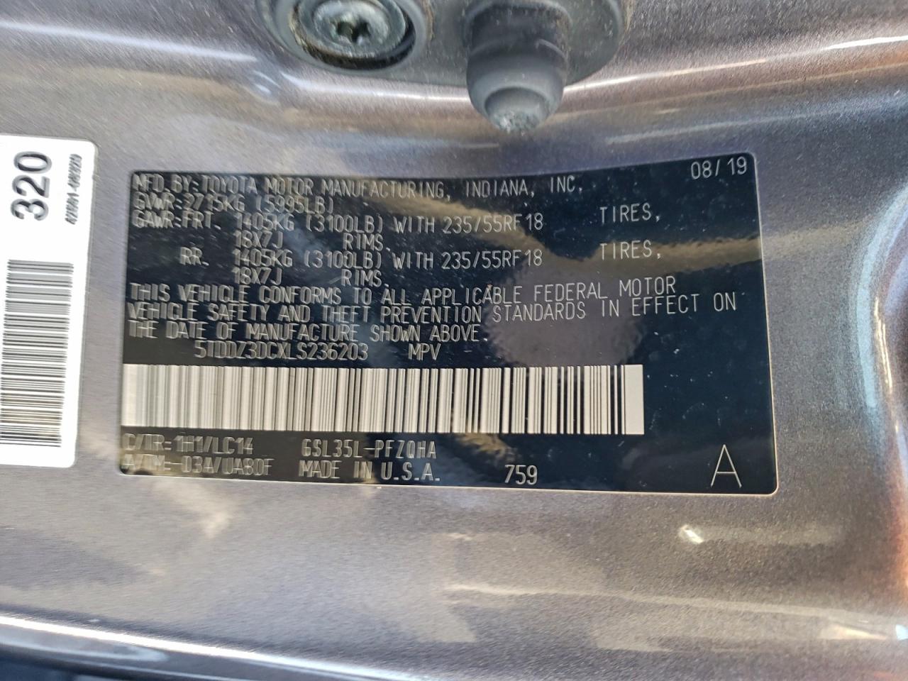 2020 TOYOTA SIENNA XLE photo 13