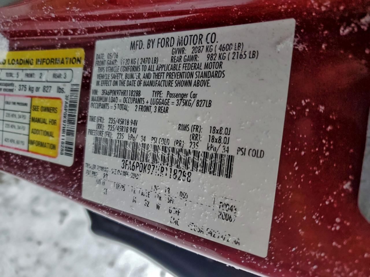 2017 FORD FUSION TITANIUM photo 12