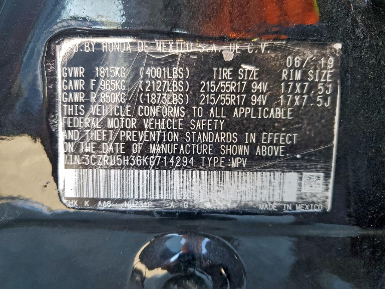 2019 HONDA HR-V LX photo 12