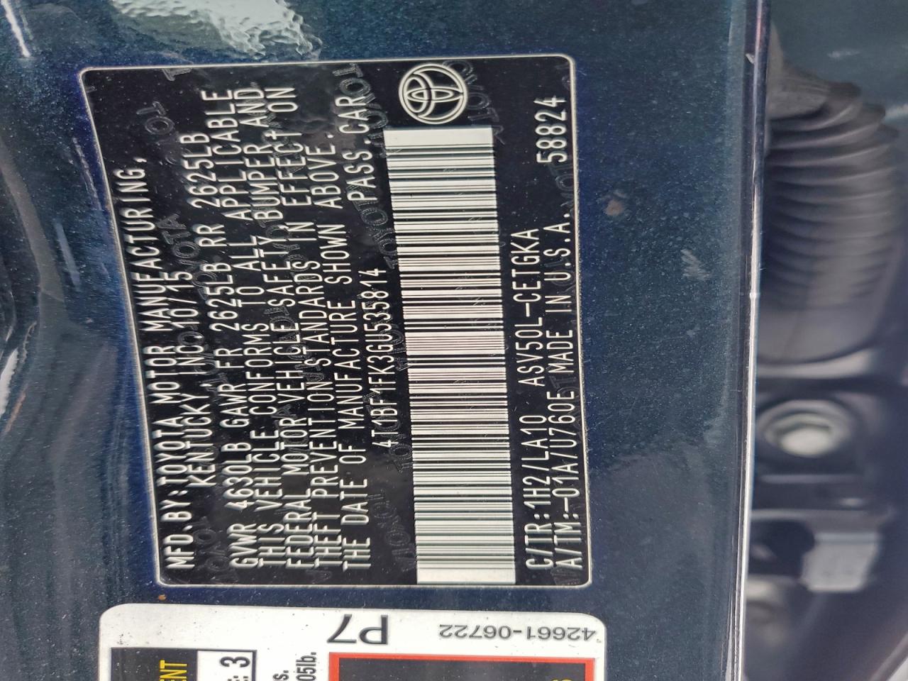 2016 TOYOTA CAMRY LE photo 12