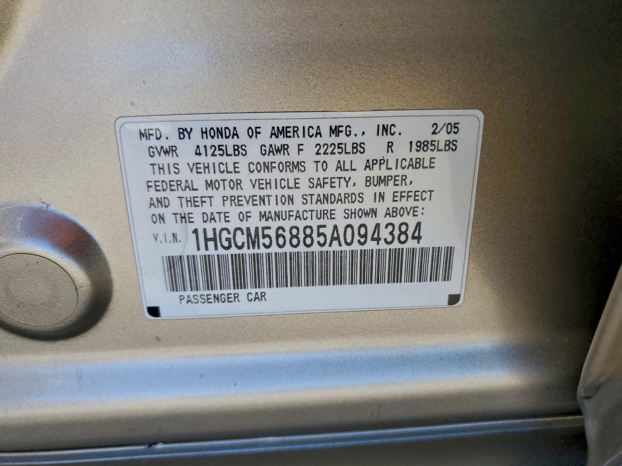 2005 HONDA ACCORD EX photo 12