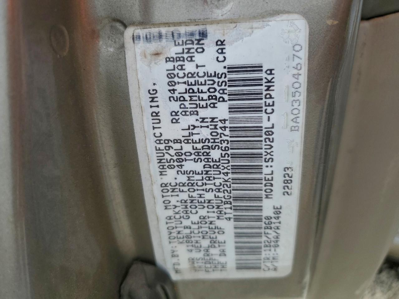 1999 TOYOTA CAMRY CE photo 12